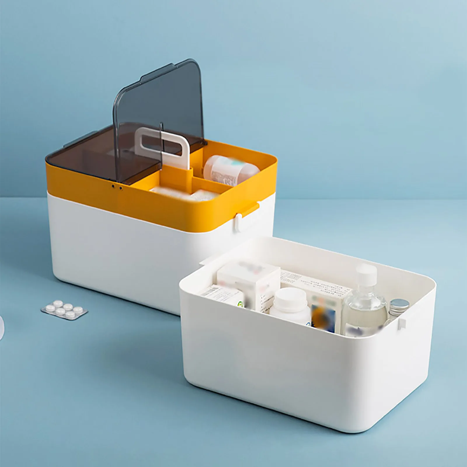 

Portable First Aid Box Storage Box Portable Medicine Chest Portable Compartment 28.5x21x21cm PP Material Portable Medicine Box