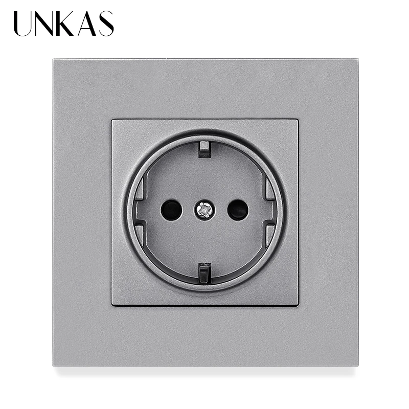 Пластиковая панельная настенная розетка UNKAS из поликарбоната с заземлением 16 А