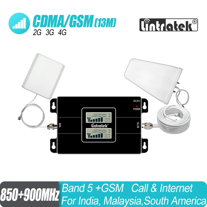 ЖК дисплей GSM 900 CDMA 850 МГц двухдиапазонный ретранслятор сигнала 2G 3G UMTS 65dB сотовый