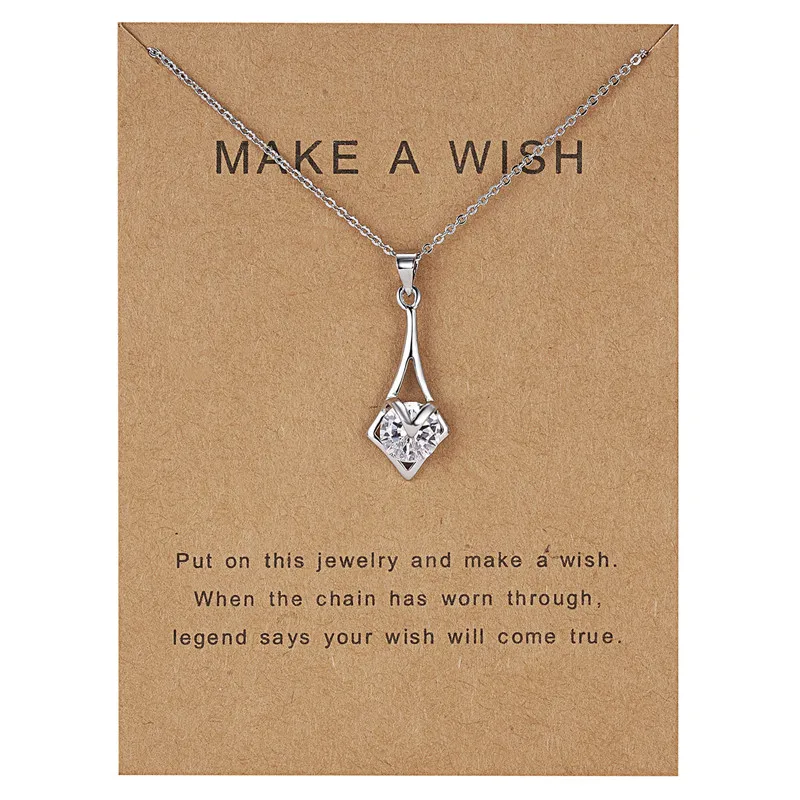 Make a Wish paper модное ожерелье с кулоном из натурального камня для женщин винтажное ожерелье с кулоном в виде дельфина в форме капли воды очаровательное ювелирное изделие в подарок - Окраска металла: 7