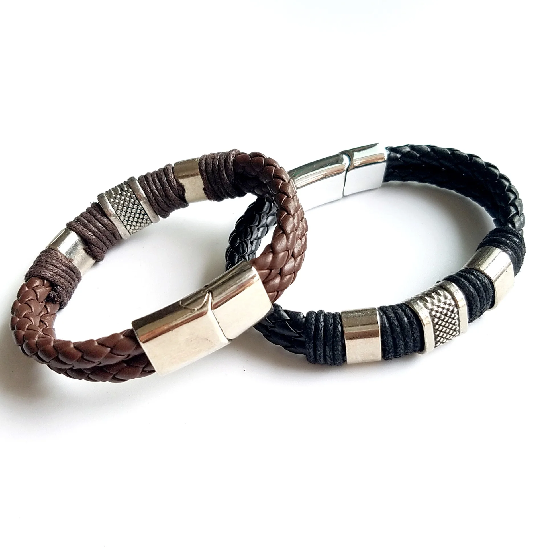 Новый креативный кожаный браслет с магнитной пряжкой из сплава мужской Простой