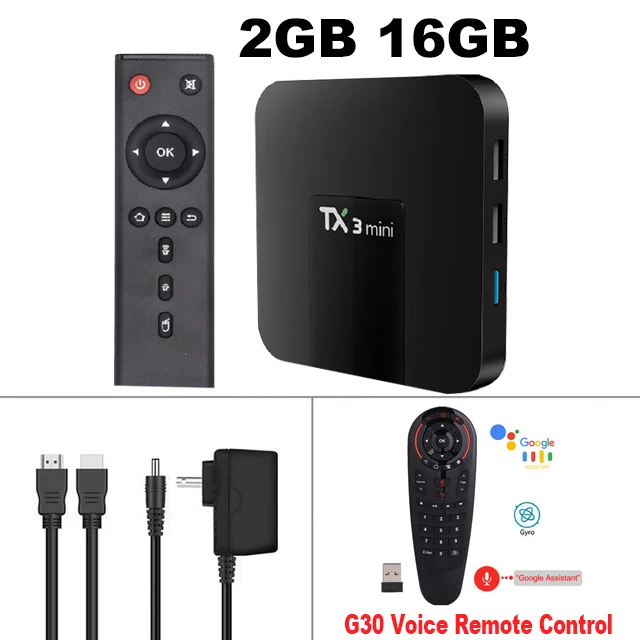 Android tv Box TX3 Мини Android 7,1 смарт-приставка 2 Гб 16 Гб Amlogic S905W четырехъядерный DDR3 H.265 4K HD WiFi IP tv медиаплеер - Цвет: 2G16G-G30 Remote