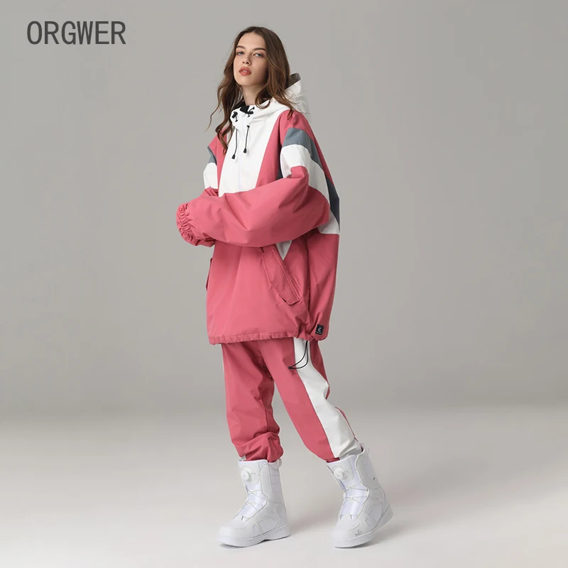 

Горнолыжный костюм ORGWER в стиле хип-хоп Harlan, ветронепроницаемый теплый лыжный костюм, шпон