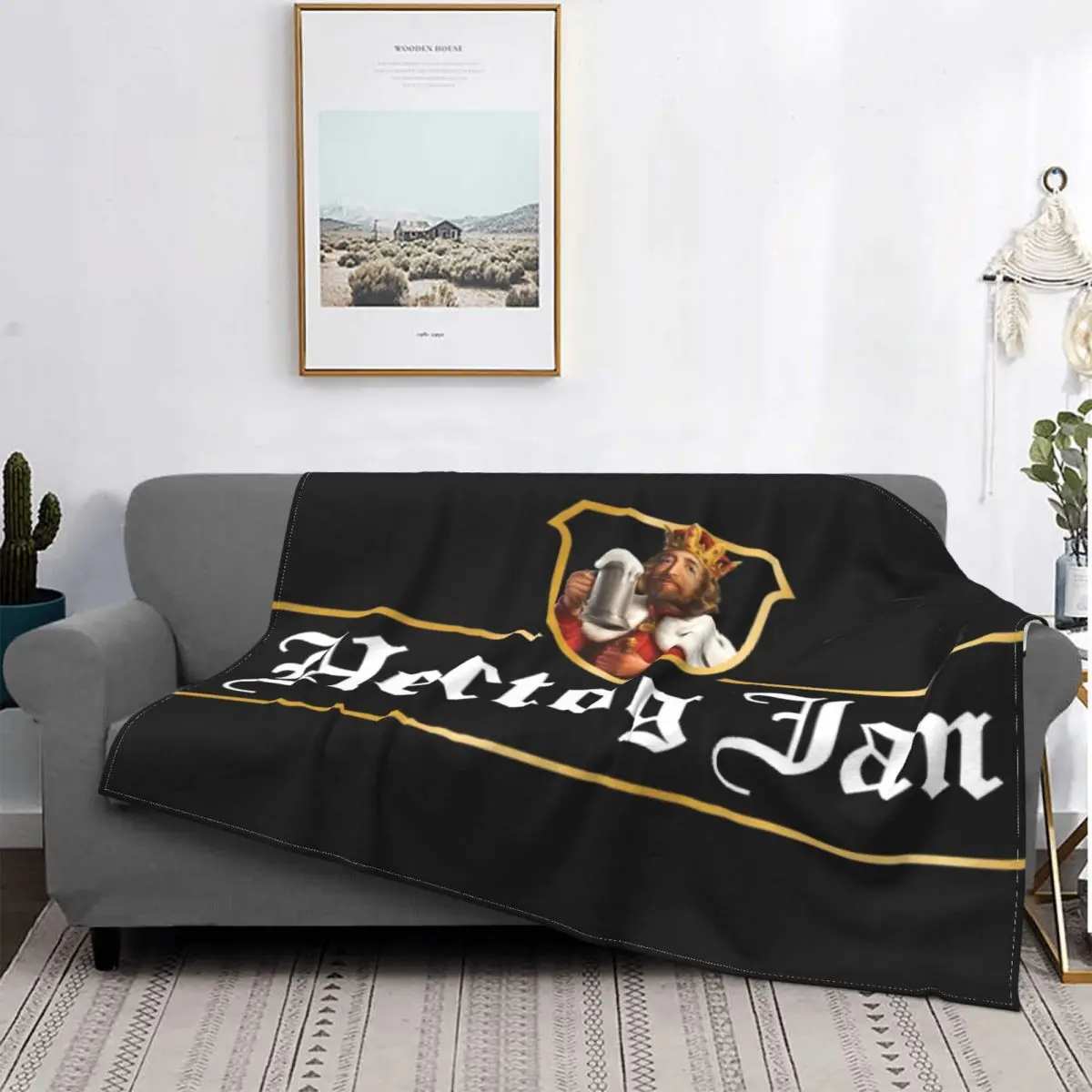 

Hertog-Manta a cuadros con capucha para cama, cobertor de algodón y lino con estampado de cerveza Jany, 1397