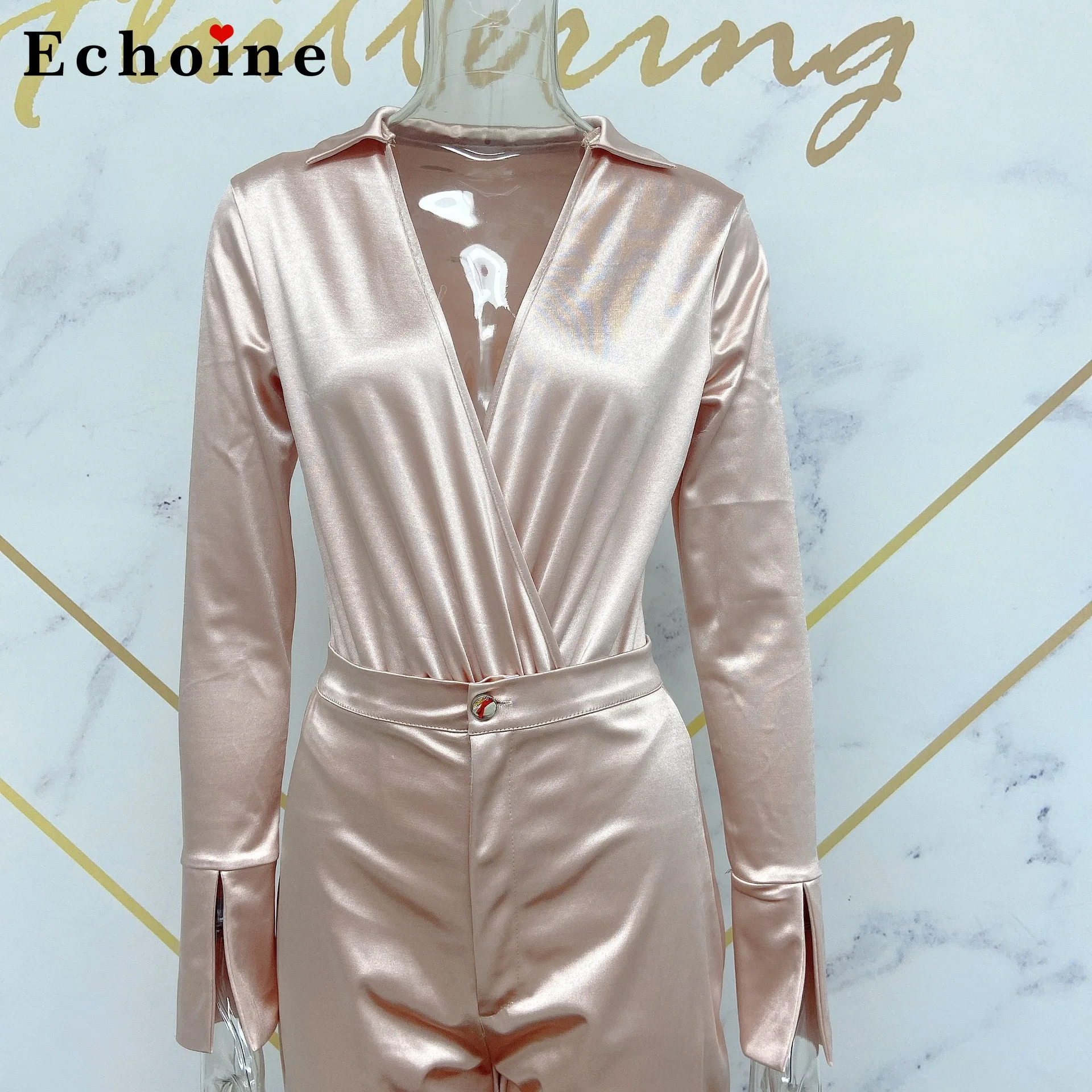 

Fashion Casual Two Piece Set Solid Color Bright Smooth Long Sleeve Women's Suit Turtleneck Minimalist Chic Office Lady Tracksuit