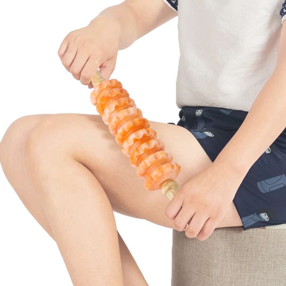 

Wooden Muscle Massager Body Roller Stick Therapy Relaxation Soothe Roller for Fitness Body (Random Color)