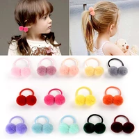 12 14pcs lot solid cute kids nice small hair ball with elastic tape for baby girls headband headwear hair accessories 688