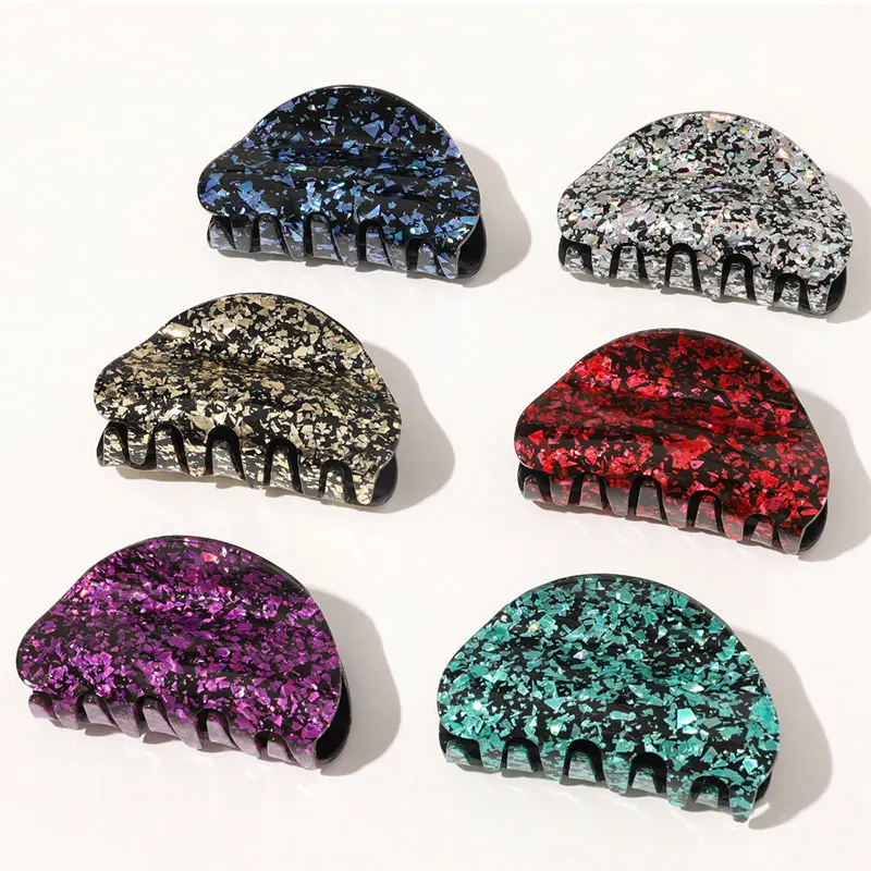 

1Pcs Acrylic Hair Clip Sequined Marble 8cm Long Hair Crab Hair Barrette Geometric Acetate Big Size Hairpins Hair Claws