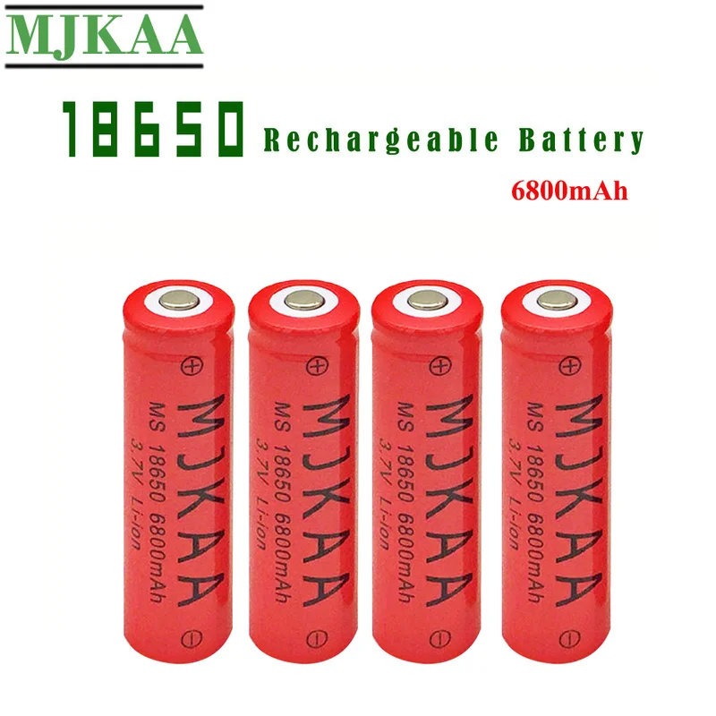MJKAA 4 шт. 18650 6800 мАч 3 7 в литиевая аккумуляторная батарея 100% новые красные литий