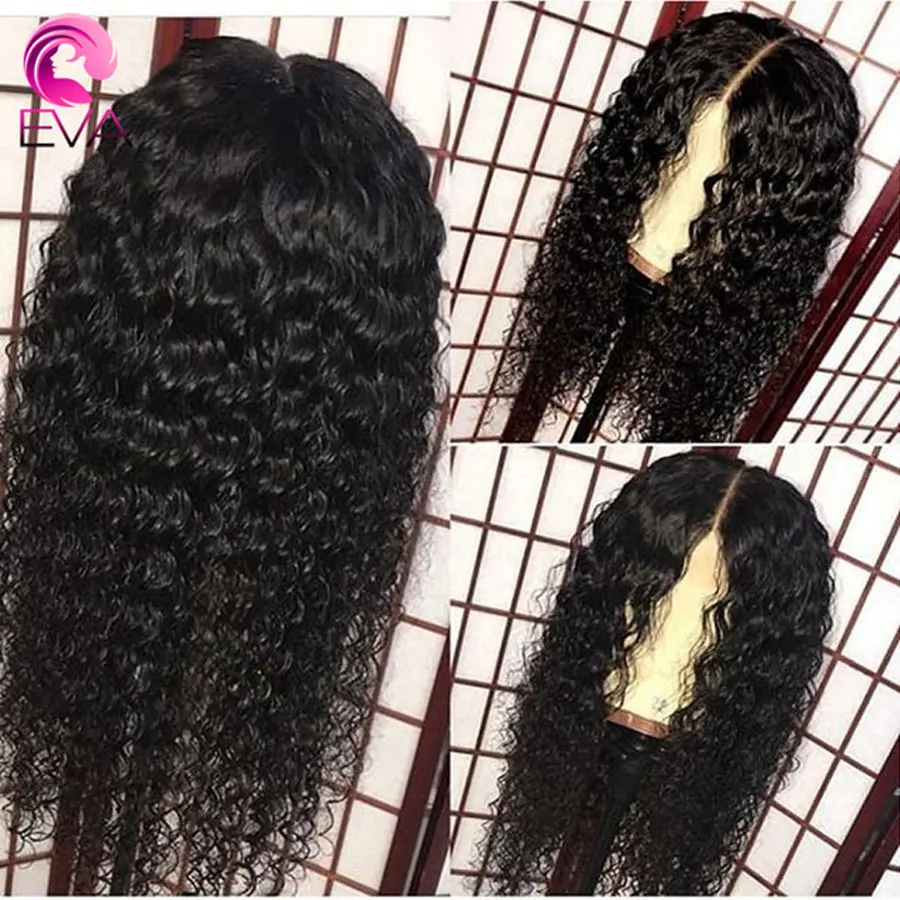 Eva 13x6 Lace Front Human Hair Wigs Brazilian Curly For Women Kinky Pre Plucked Baby | Шиньоны и парики