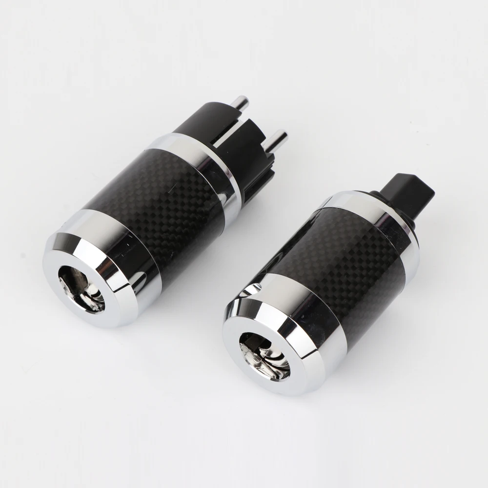 Штепсельная Вилка питания 2020 из углеродного волокна с родиевым покрытием Schuko EU AC