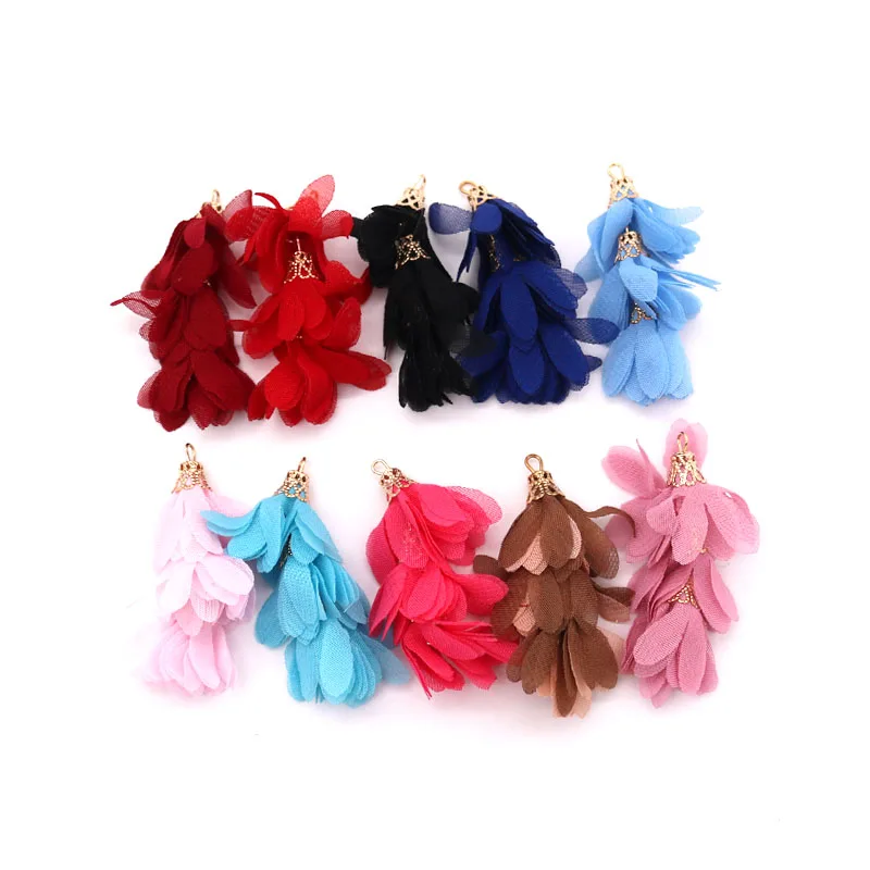 10 шт. 15x50 мм кисточки, ювелирные аксессуары, серьги аксессуары, цветок кулон, Ткань кисточки, ручной работы, изготовление ювелирных изделий, diy серьги