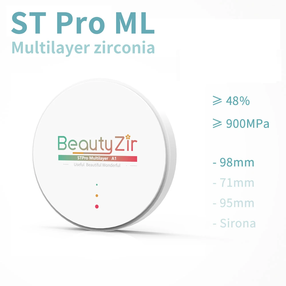 STPro multilayer dental zirconia blank diameter 98mm super translucency dental zirconia discs