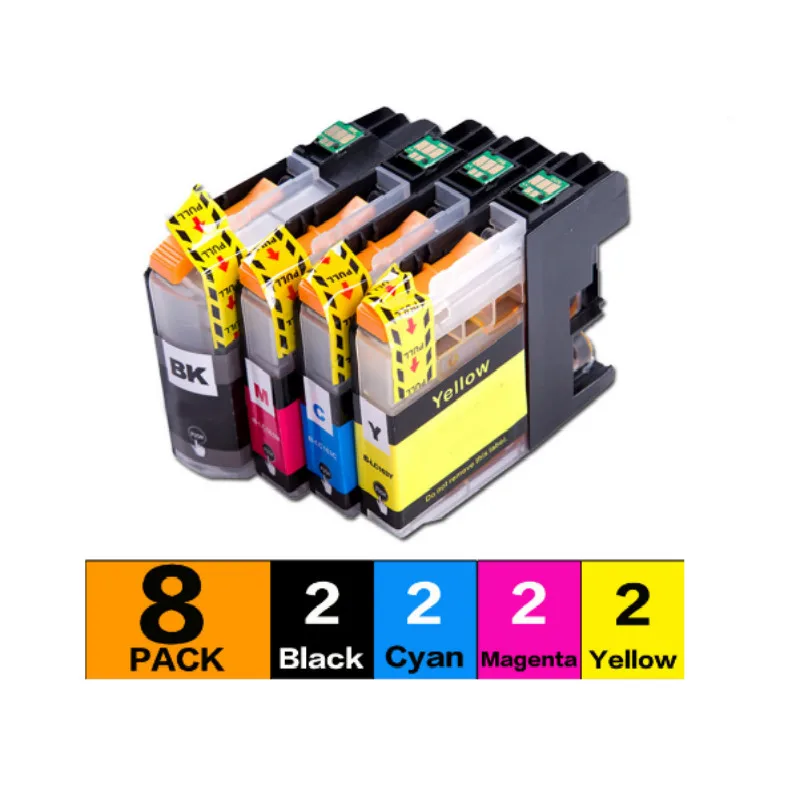 8 шт. чернильный картридж для принтера brother LC121 LC123 LC125 LC127 LC129 DCP J132W/J152W J172 J552 J752 J4110