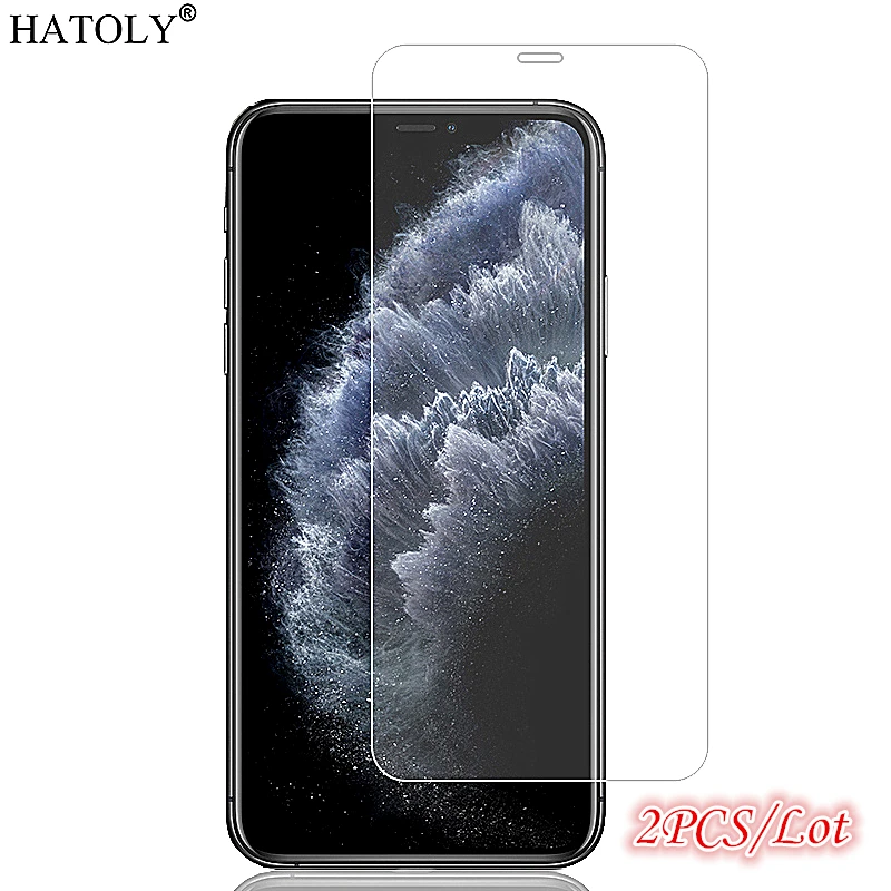 Protector de pantalla de vidrio templado para iPhone 11 Pro Max, pel&iacute;cula protectora de tel&eacute;fono, HD, 9H, 2 uds.-0