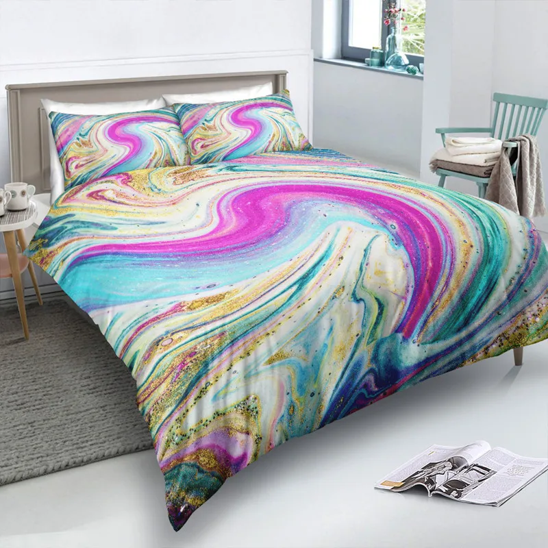 

3D gilt marble pattern bedding set of three Duvet Cover Sets