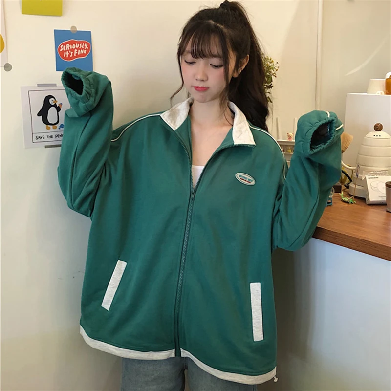 

Hong Kong Style Salt Style Fried Street Sports Jacket Women's Spring and Autumn Retro Hong Kong Style Ins Harajuku Style Thin