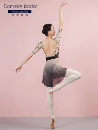

Balle Skirt Practice Clothes Gradient Color Mesh Tutu Female Adult Elegant Stage Competition Performance Skirt