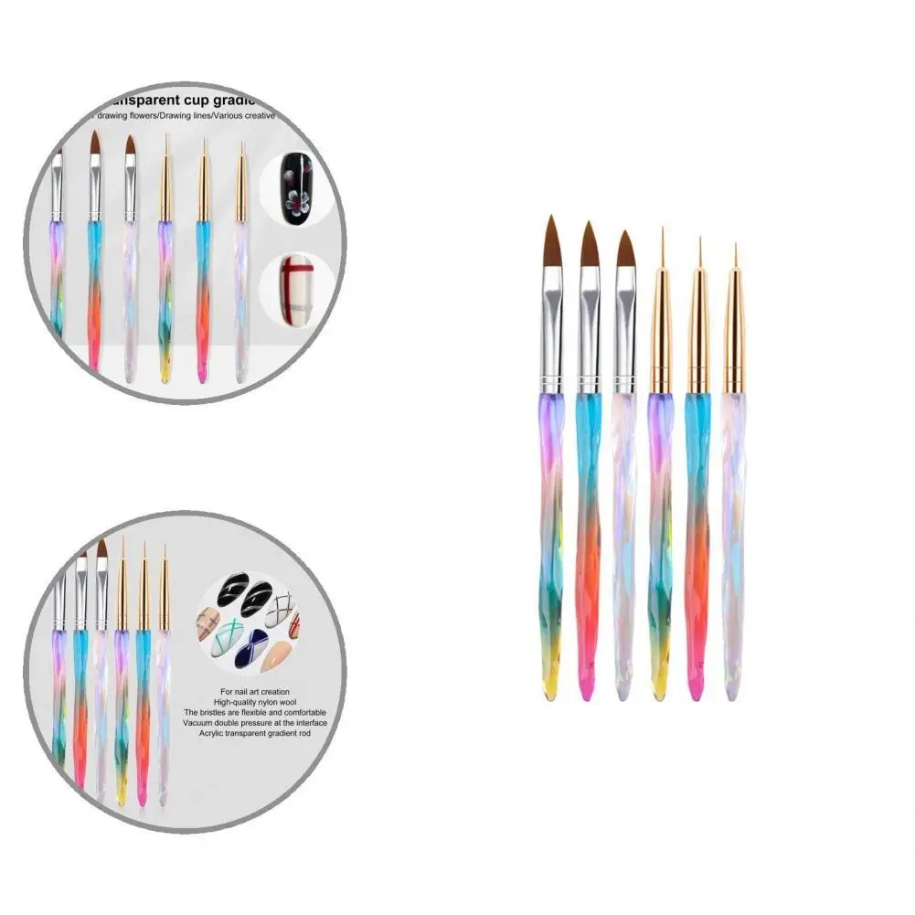 

Smooth Touch 6Pcs Vintage Nail Art Faux Crystal Pen Compact Nail Art Liner Easy to Use for Salon