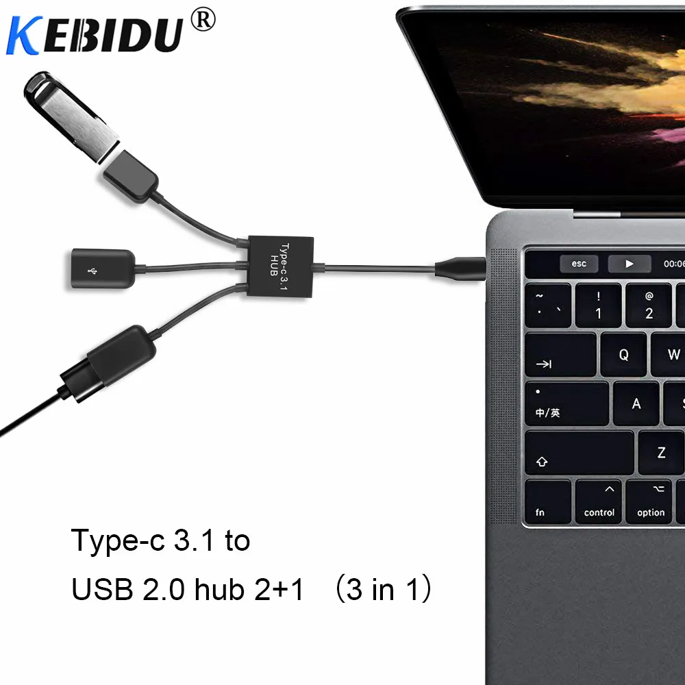 Кабель зарядный Kebidu OTG с 4 портами USB Type-C и Micro | Компьютеры офис