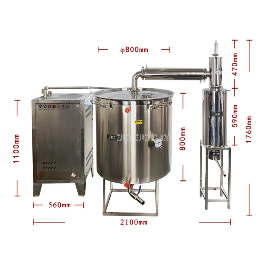 

400L Double Cooler Large Wine Brewing Equipment With Steam Generator Liquor Distillation Commercial Wine Making Machine
