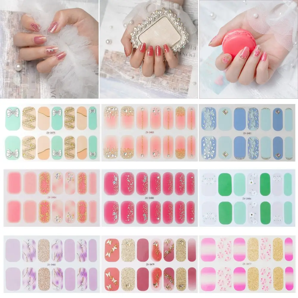 

Beauty Nail Art Manicure DIY Glitter Flower Nail Stickers Patterned Nails 3D Nail Wrap Full Cover