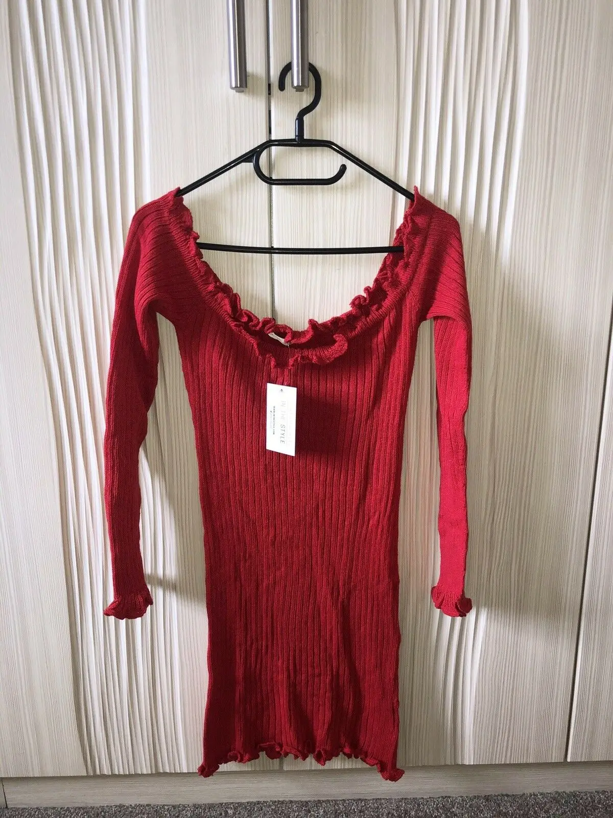 

In The Style Size 12 Brand New Red Off The Shoulder Bardot Dress Plain Red Women
