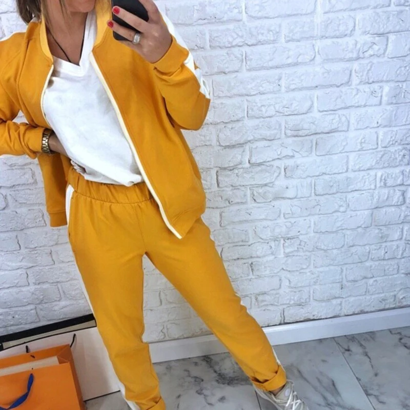Осенние женские спортивные костюмы на молнии пальто худи Толстовка брюки