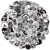 103050100pcs black and white punk gothic skull stickers laptop motorcycle skateboard diy waterproof cool decals sticker packs