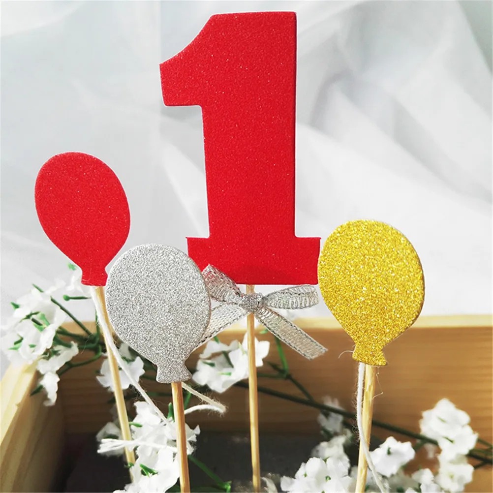 

1 Set One Babyshower Birthday Cupcake Glitter Numbers Personalized Cake Topper Kit Wedding Number Party Decorations