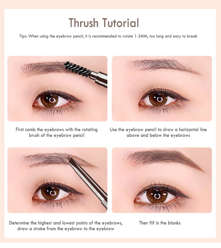 Карандаш для бровей DNM двойной водостойкий автоматический вращающийся карандаш