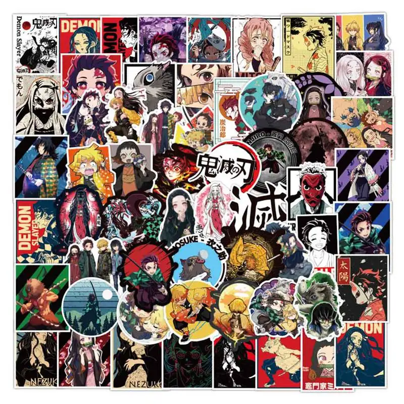 

100Pcs Japanese Anime Demon Slayer Girl Waterproof Stickers Skateboard Suitcase Guitar Motorcycle Graffiti Sticker Kid Toy