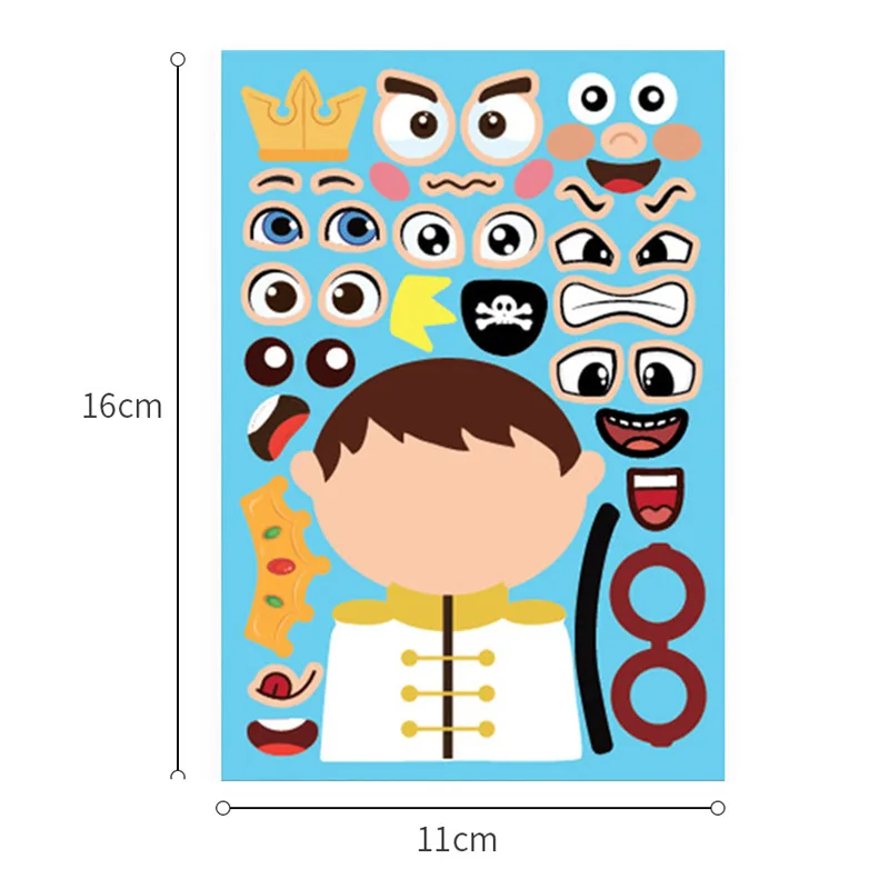 

24 Sheets Kids Funny Diy Face Change Stickers Princess Dinosaur Animal Baby Recognition Education Toys Puzzle Games For Children