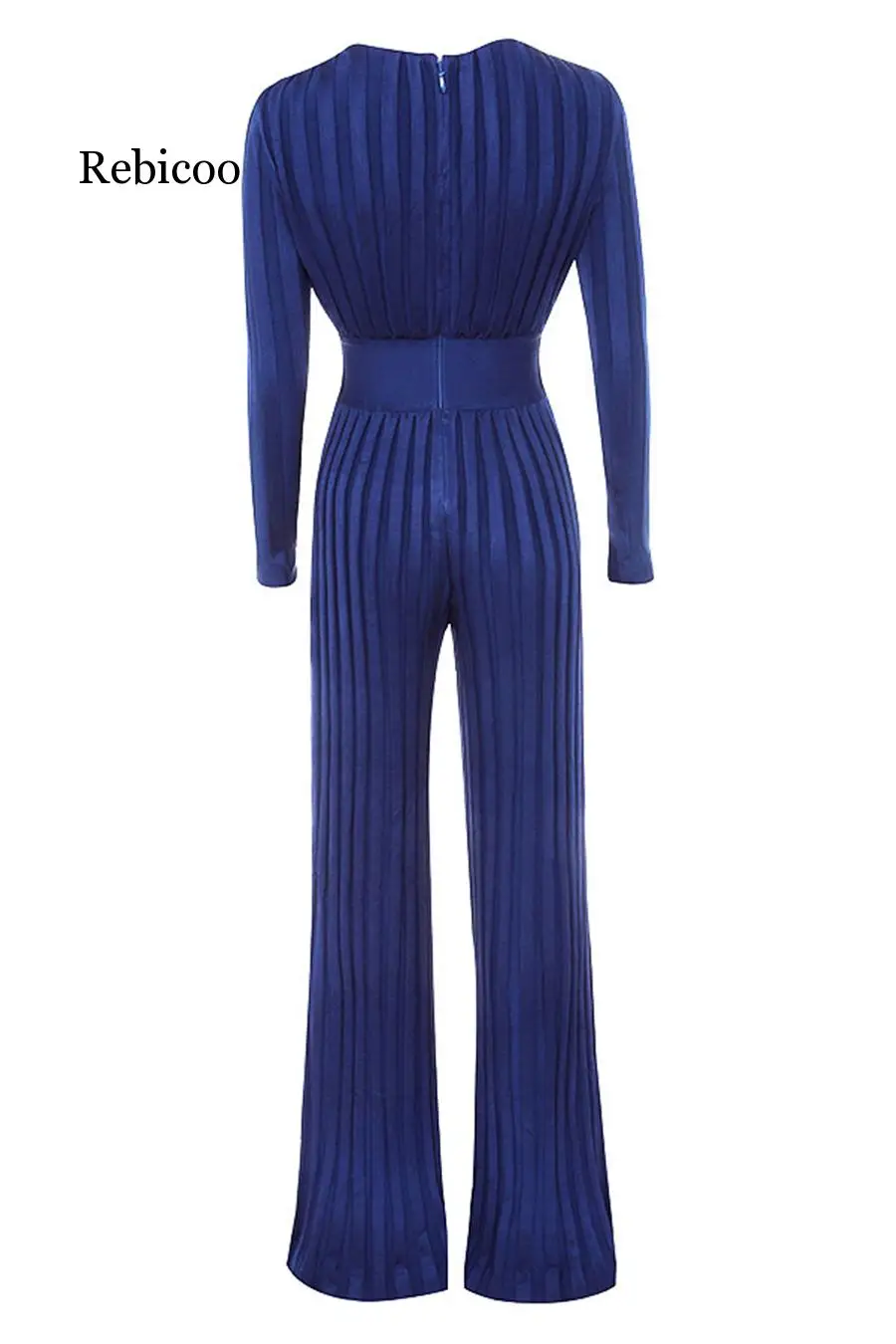 

Sexy women's jumpsuit rayon deep V-neck stripe full-length party jumpsuit 2019 new