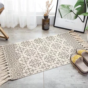 small prayer rug 60x90cm bohemian tassel simple cotton linen retro ethnic style carpet floor mat for living room bedroom bedside free global shipping