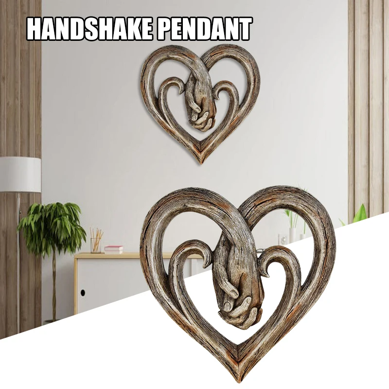 

Heart Holding Hands Wall Decor Decorative Art Sculpture Wood Finish Forever Love Ornaments part