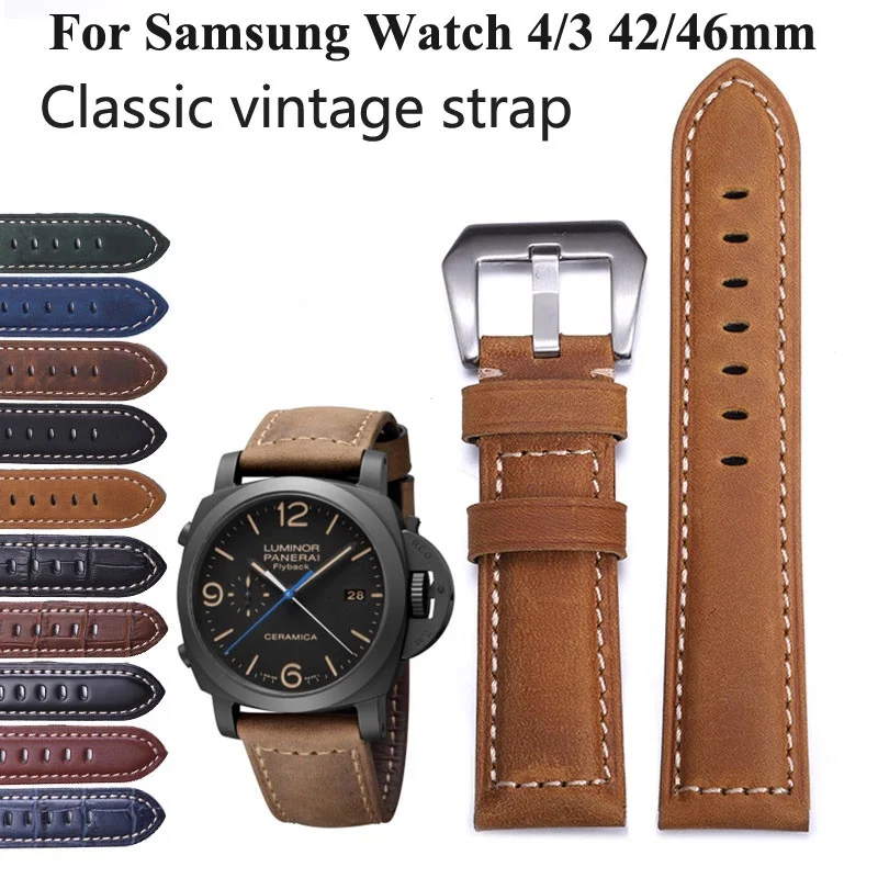 

For Samsung Galaxy Watch 4 Classic 42mm 46mm watch 3 Gear S3 S2 Frontier Active 1/2 45mm Leather Strap 20/22mm Watchband