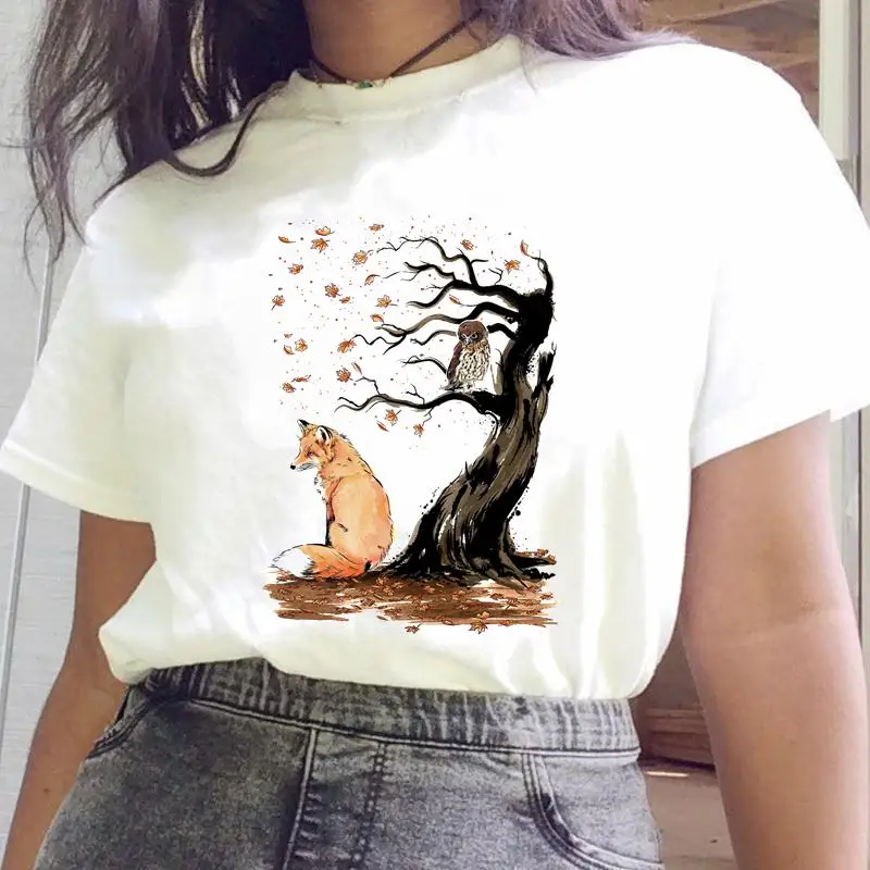 

Футболка женская с акварельным принтом, мультяшный Графический Топ в стиле 90-х, модная рубашка с принтом животного