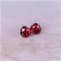 Silver red Новые ювелирные изделия 8 мм имитация циркония серьги гвоздики цвет Эффектные серьги для девочек подарок для женщин - Окраска металла: Silver red