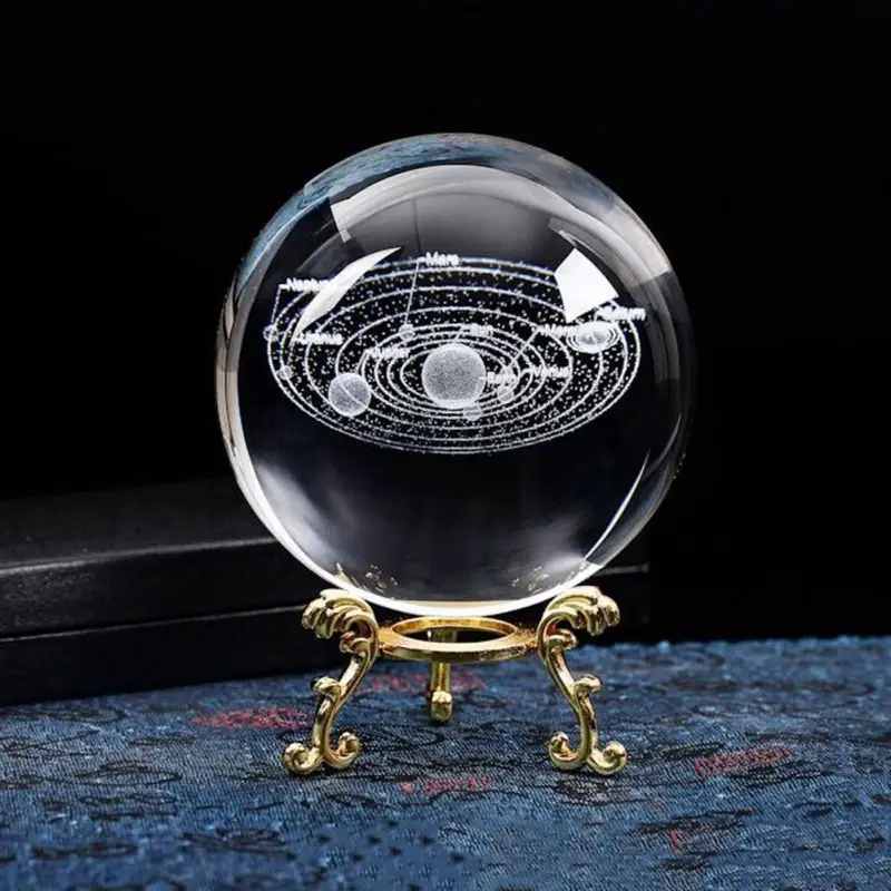 6 см лазерная гравировка Солнечный хрустальный шар 3D миниатюрная модель планет