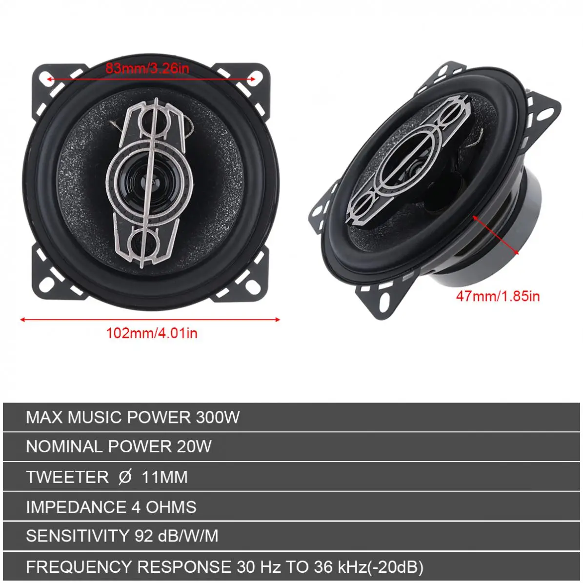

2pcs 4 Inch 300W 4 Way Cars Coaxial Auto Music Stereo Full Range Frequency Hifi Speakers Non-destructive Installation