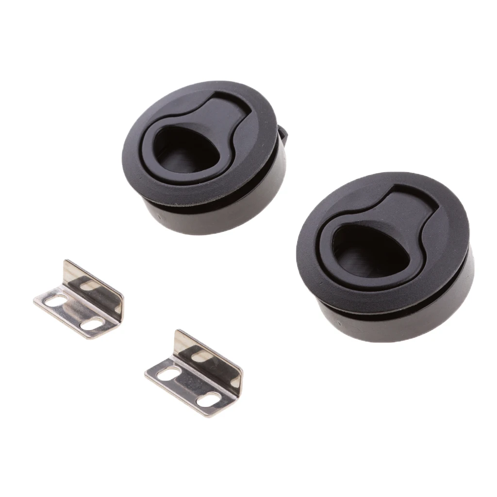 

2pcs Black Nylon Marine Locker Hatch Latch Turning Boat Lock Lift Handle For Door & Window & Floor