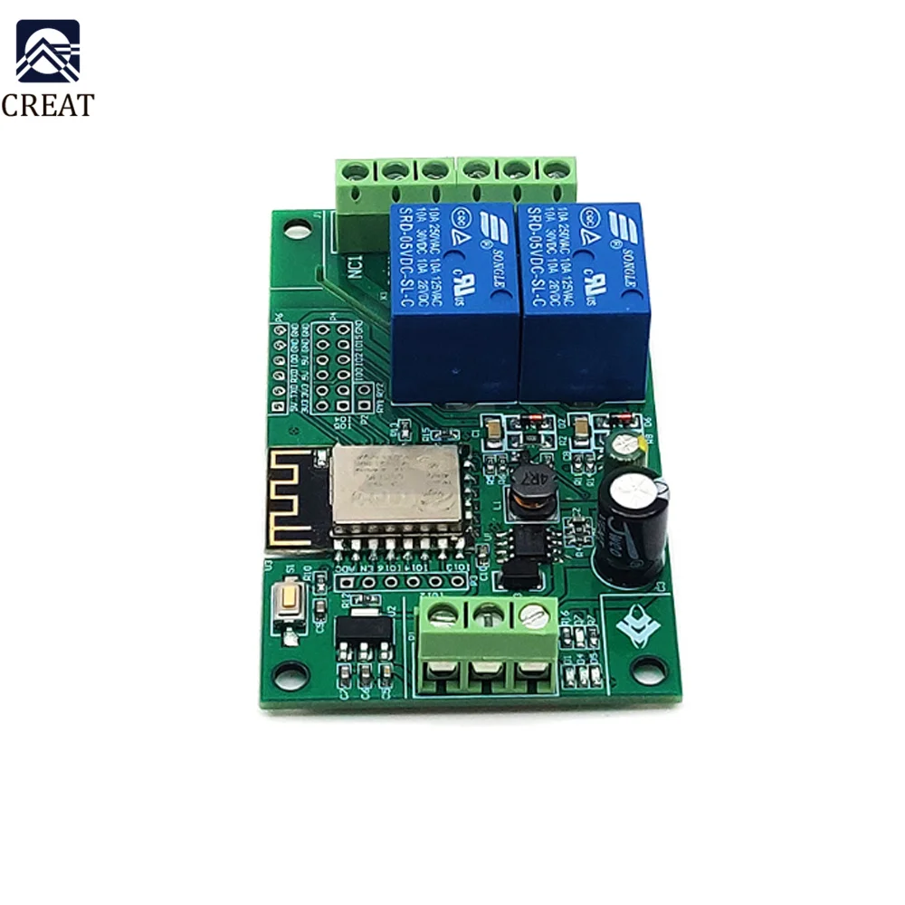 Двухканальная Wi-Fi реле ESP8266 модуль 2/4/110 В плата контроллера с переключателем