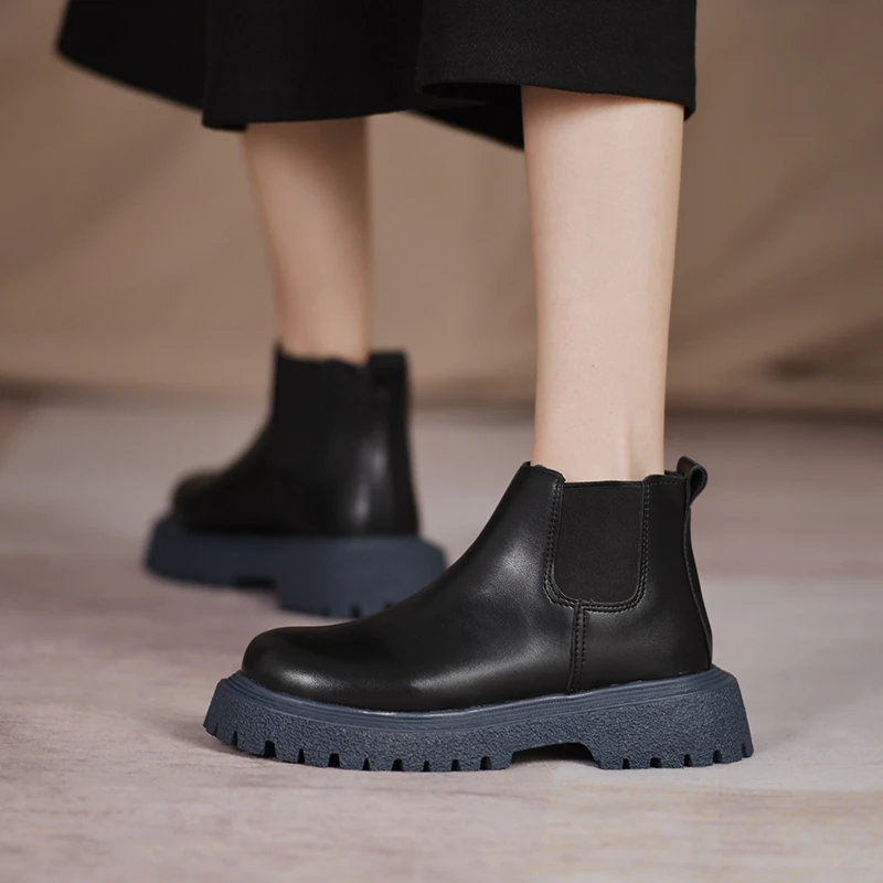 

Женские ботинки на платформе Blwbyl, классические короткие ботинки из искусственной кожи на каблуке 5 см с цветной подошвой, модные ботинки чел...