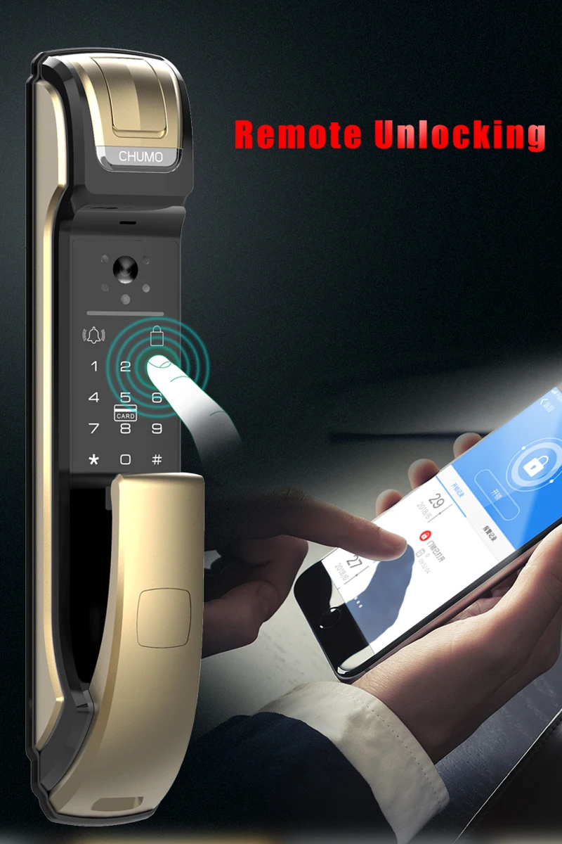 

Fingerprint lock with surveillance camera home security visible smart password lock fully automatic electronic door APP lock