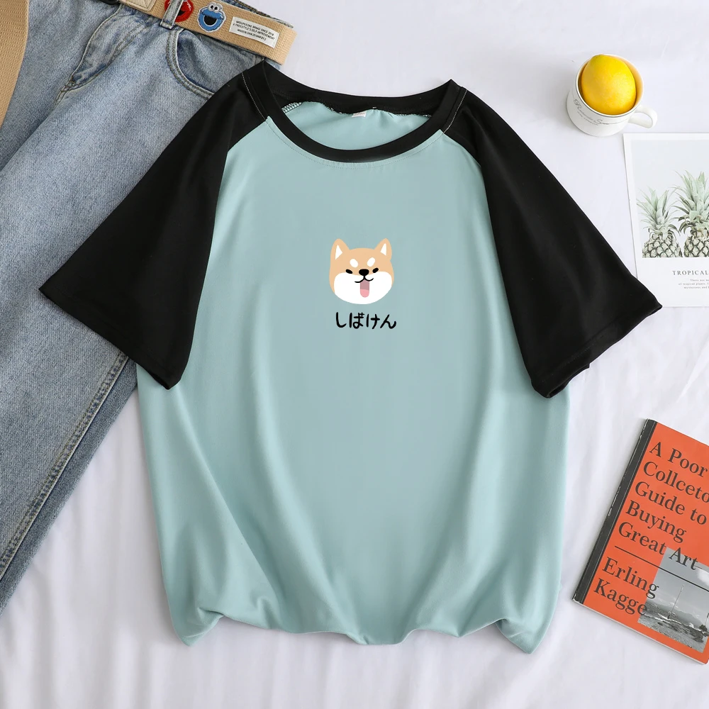 Summer New Arrival Hit Color T Shirt Short Sleeve Kawaii Cute Cartoon Shiba Print Tshirt Men Streetwear Harajuku Tee Homme | Мужская