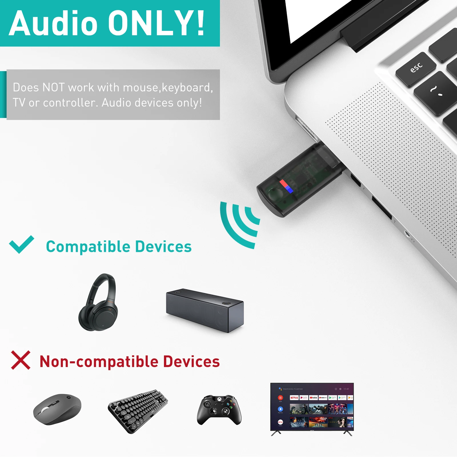 Беспроводной адаптер EDUP USB Bluetooth игровой аудиопередатчик с низкой задержкой Plug and