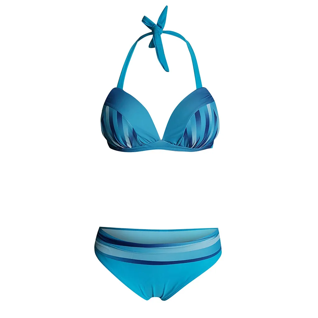 Бикини 2020 яркие полосатые бикини женский купальник халтер из двух предметов