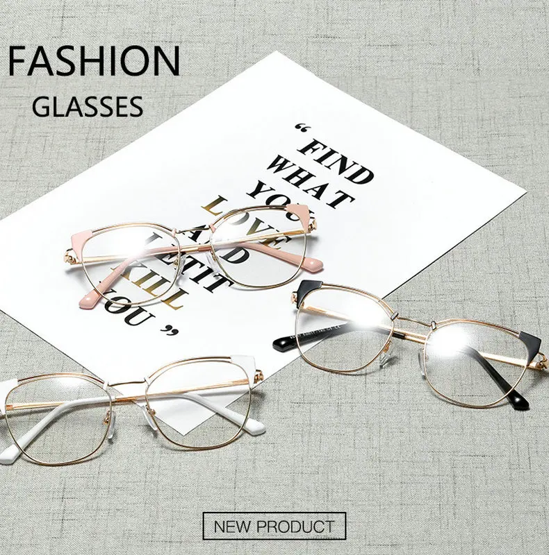 women whtie cat frame light photochromic reading glasses outdoor far and near diopter progressive multi-focus reading mirror FML