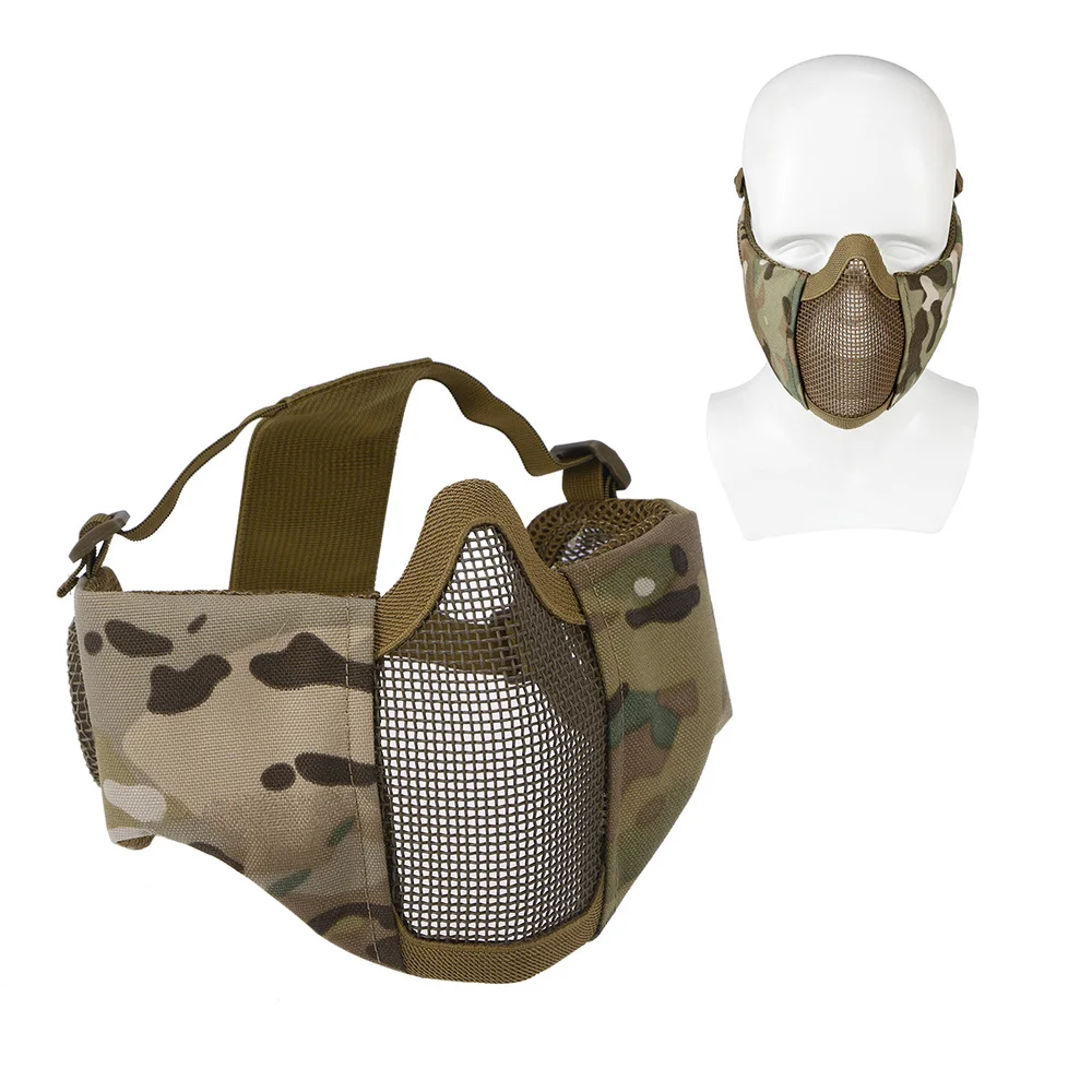 

Airsoft and Paintball CS Foldable Half Face Low-carbon Steel Mesh Style Comfortable Adjustable Protective Mask